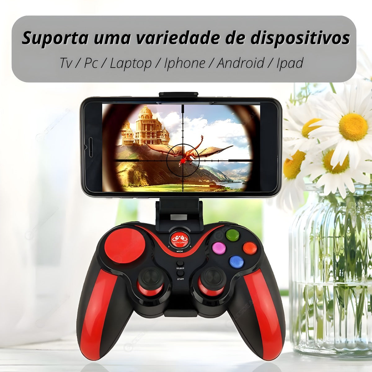 Controle Game Pad Joystick Jogos Bluetooth Celular Android / iOS