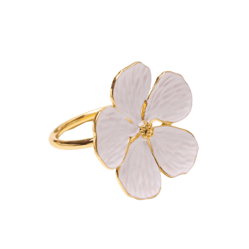 Jogo de Anéis para Guardanapo Flor Branca – 6 Peças