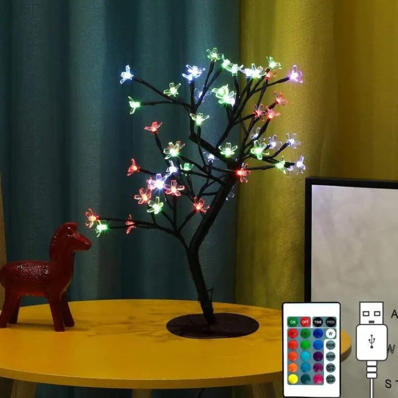 Luminária de Mesa LED com USB Árvore Bonsai